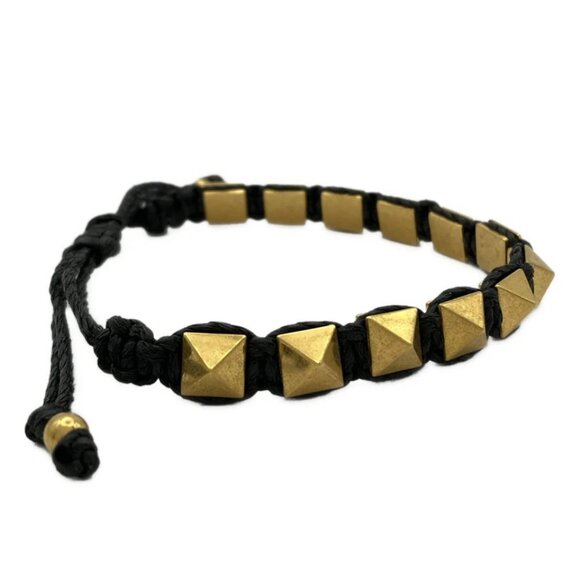 VALENTINOGARAVANI - Gold Black Hardware Natural Fiber Bangle 132-081225 - Picture 3 of 4